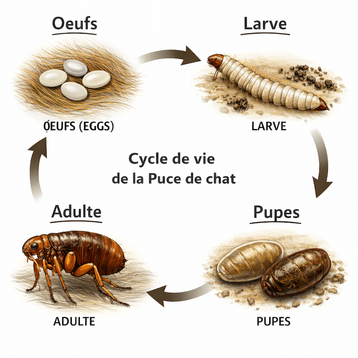 Cycle de vie des puces de chat